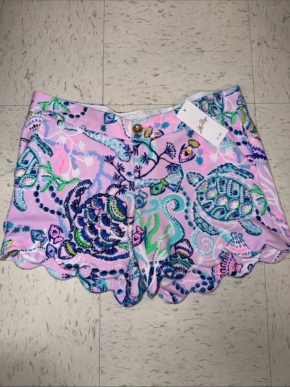 Lilly Pulitzer Lilac Freesia Mermaid for you Buttercup Knit Shorts